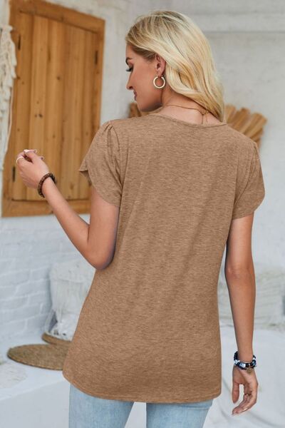 V-Neck Petal Sleeve T-Shirt
