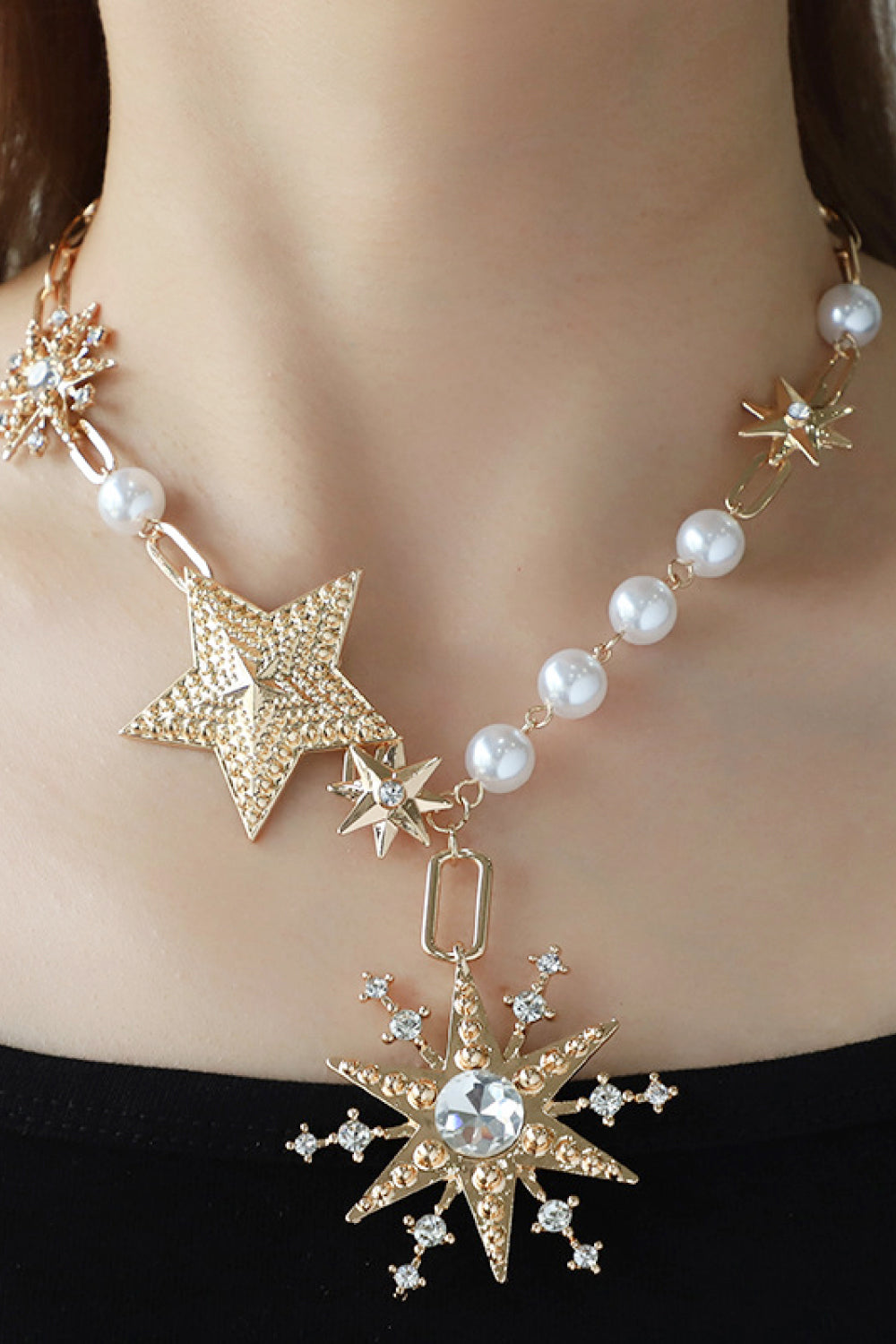 Synthetic Pearl Star Shape Alloy Necklace