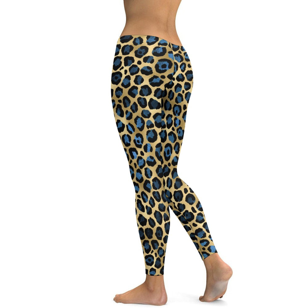 Blue Leopard Soft Ladies Tight Yoga Pants