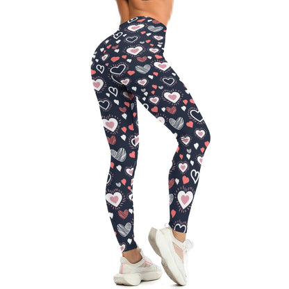 Colorful Hearts Soft Ladies Tight Yoga Pants