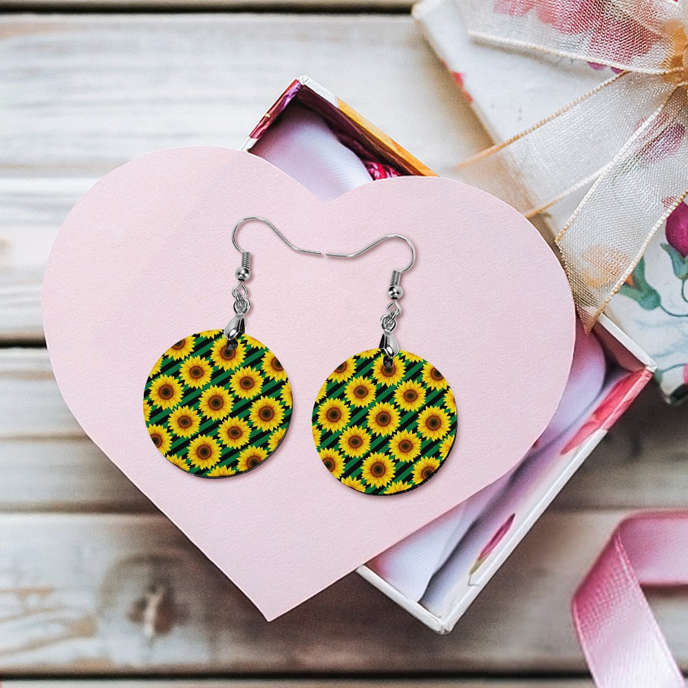 Wooden Sunflower Earrings