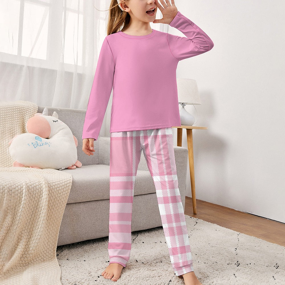Pink Plaid Girl's Pajama Set