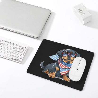 Patriotic Rottweiler Leather Mouse Pad