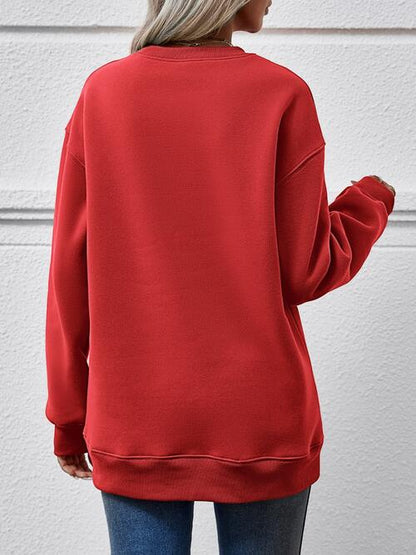 Round Neck Letter Graphic Long Sleeve Sweatshirt