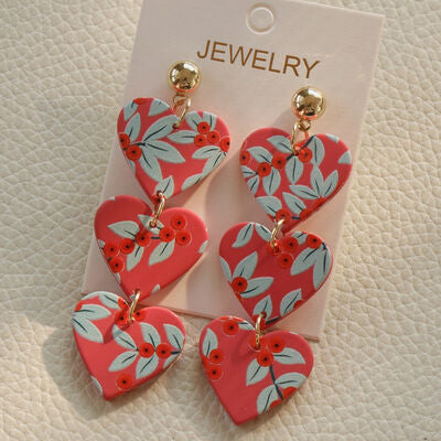 Acrylic Heart Stainless Steel Dangle Earrings