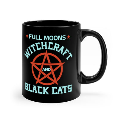 Full Moons Witchcraft and Black Cats 11oz Black Mug