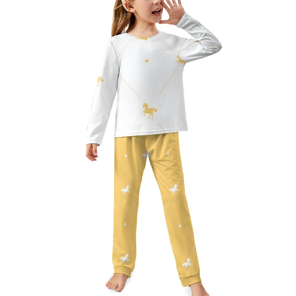 Yellow Horses Girl's Pajama Set