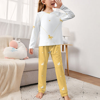 Yellow Horses Girl's Pajama Set