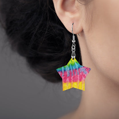 Wooden Tie Dye Earrings