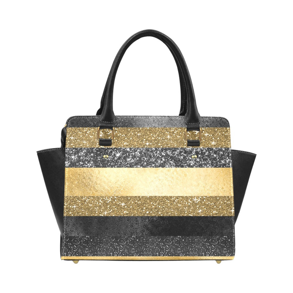 Glitter Stripes Classic Shoulder Handbag