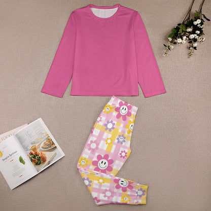 Deep Pink Flowers Girl's Pajama Set