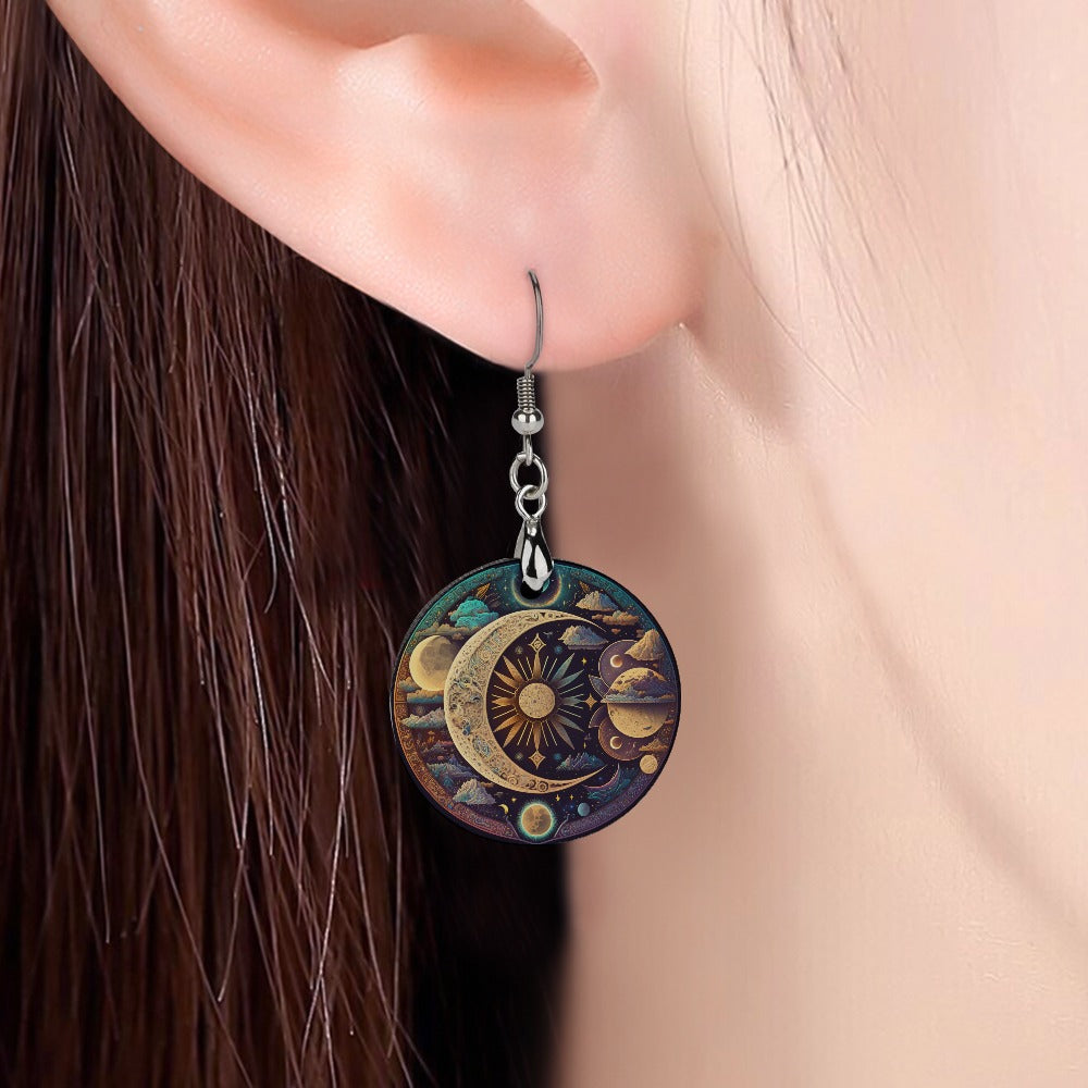 Wooden Celestial Earrings