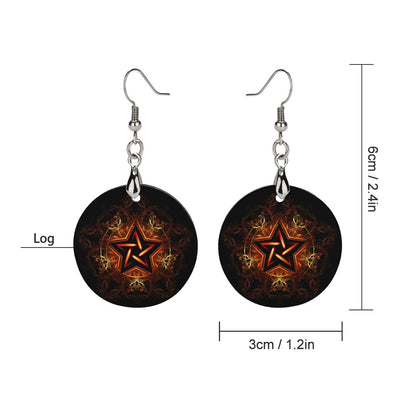 Wooden Pentagram Earrings