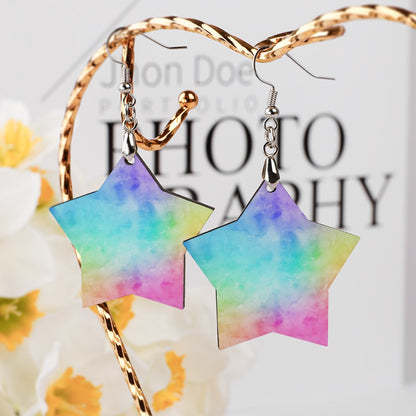 Wooden Tie Dye Earrings