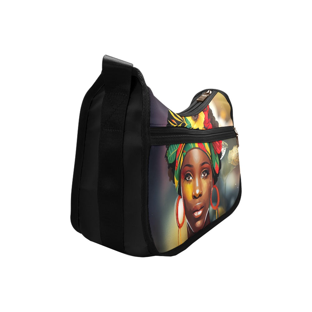 Floral African American Beauty Shoulder Bag