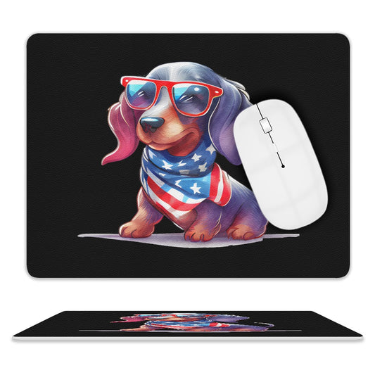 Patriotic Dachshund Leather Mouse Pad
