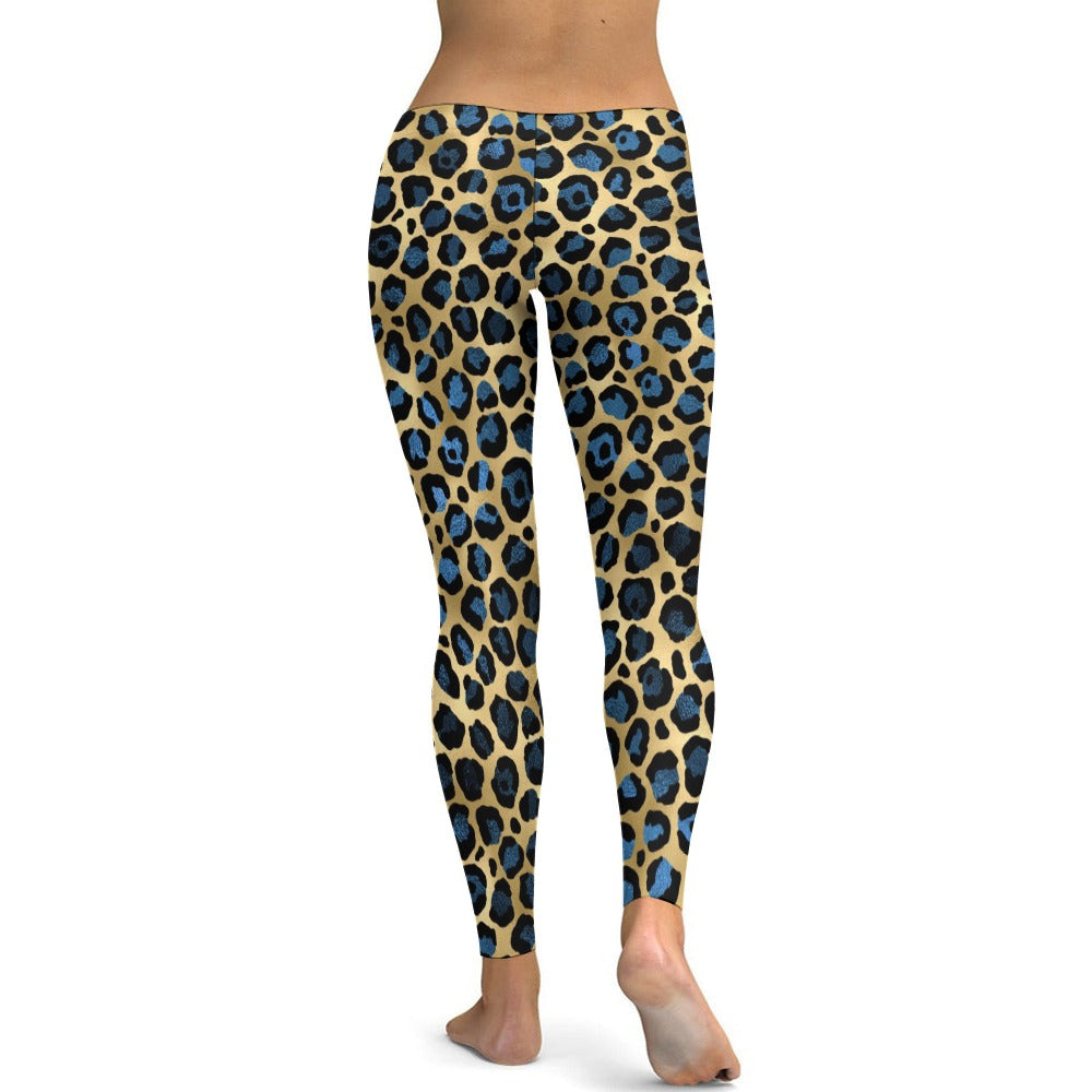 Blue Leopard Soft Ladies Tight Yoga Pants