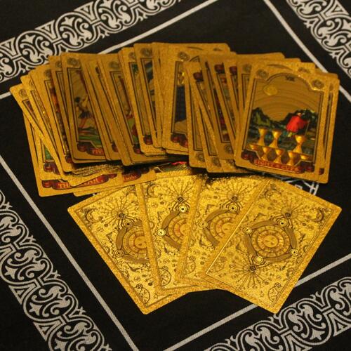 80-Card Gold Foil PVC Plastic Tarot Cards With Guidebook & Box