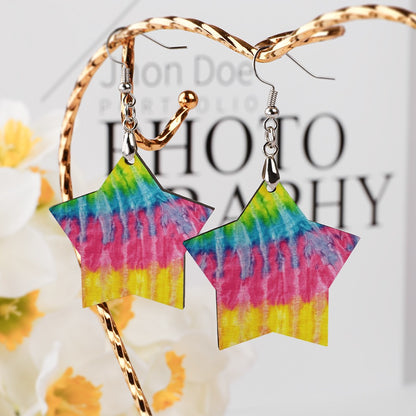 Wooden Tie Dye Earrings