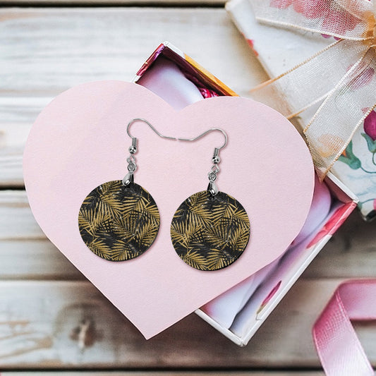 Wooden Glam Gold Leaves Earrings