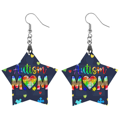 Wooden Autism Mom Earrings