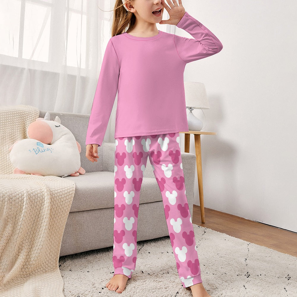 Lt Pink Mousy Girl's Pajama Set