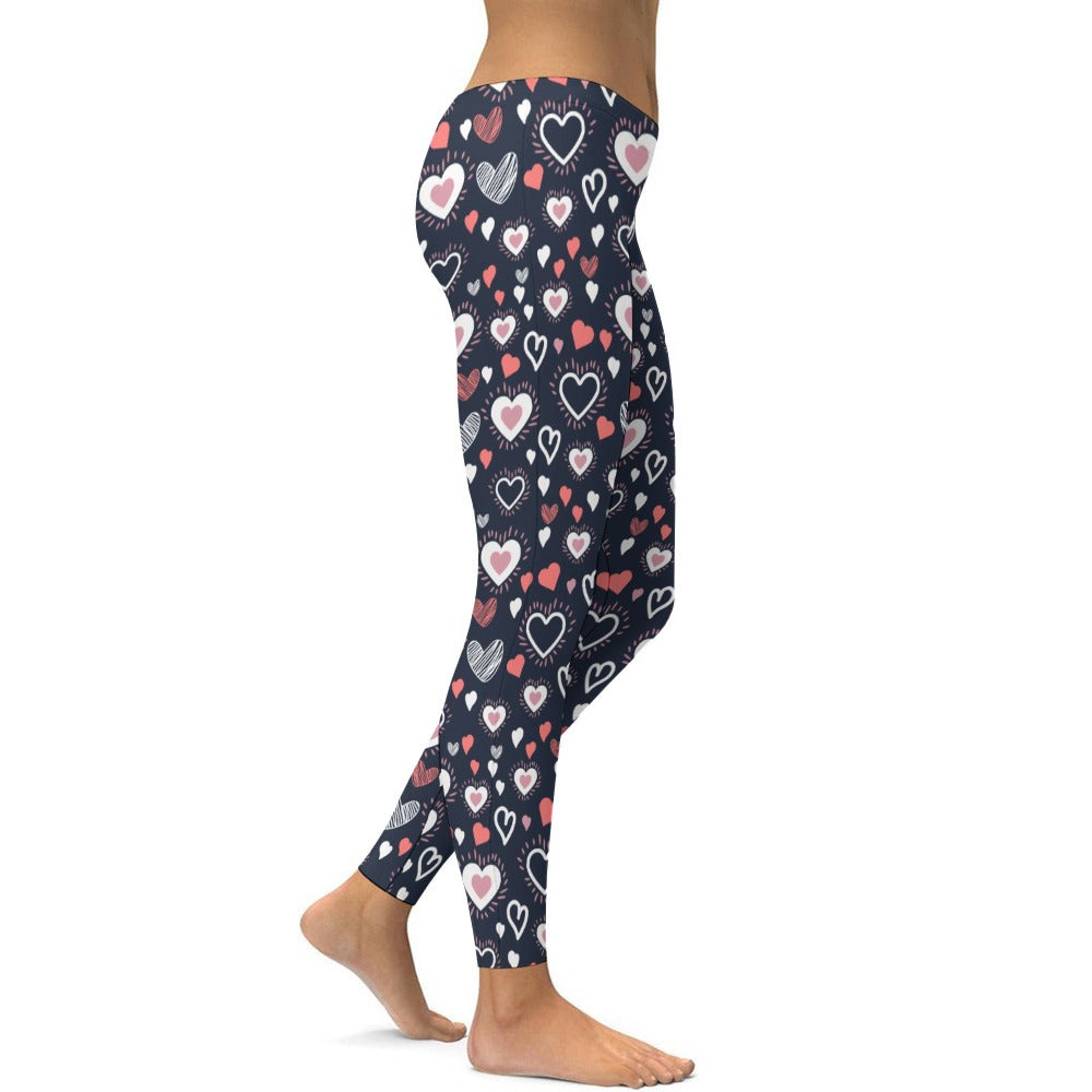 Colorful Hearts Soft Ladies Tight Yoga Pants