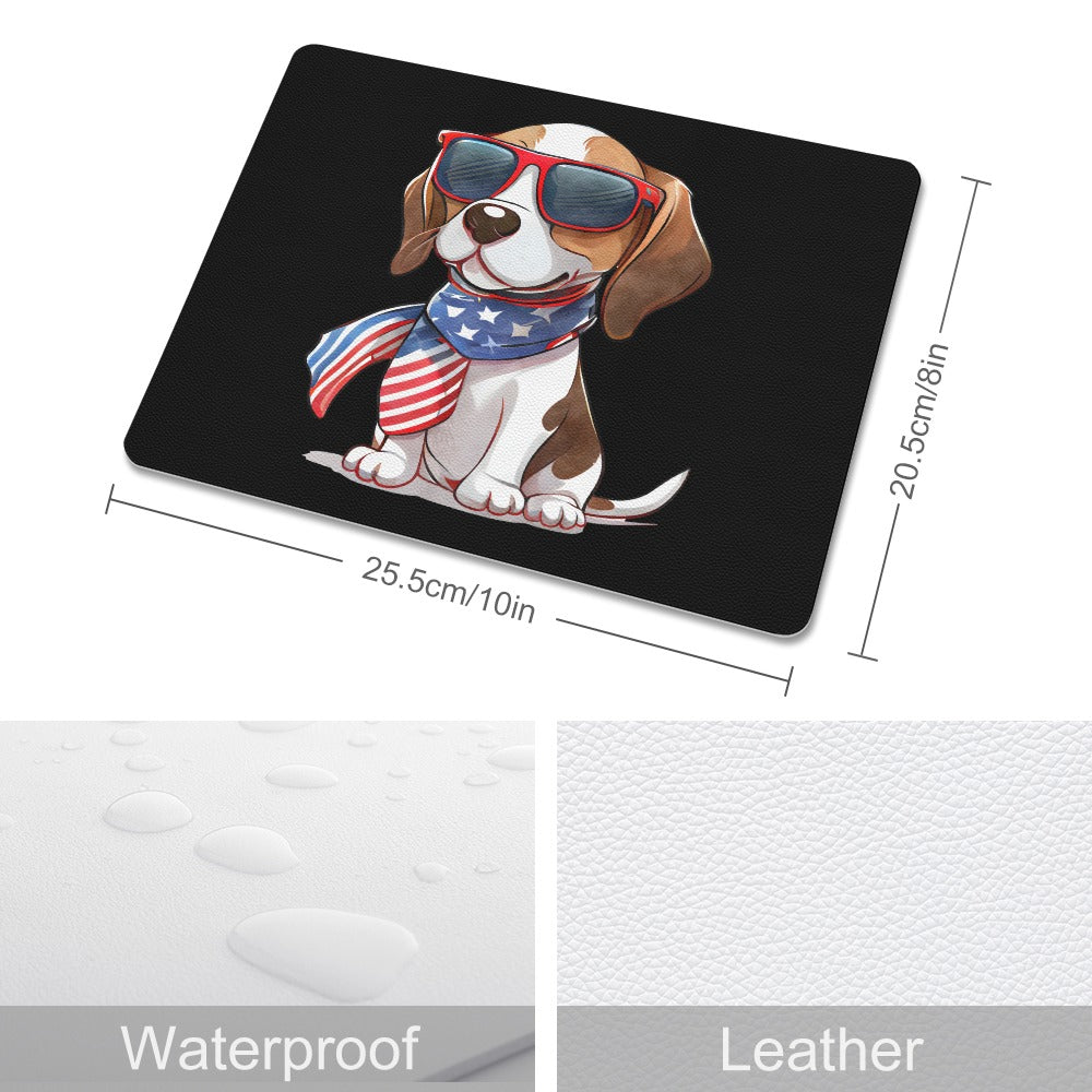Patriotic Beagle Leather Mouse Pad