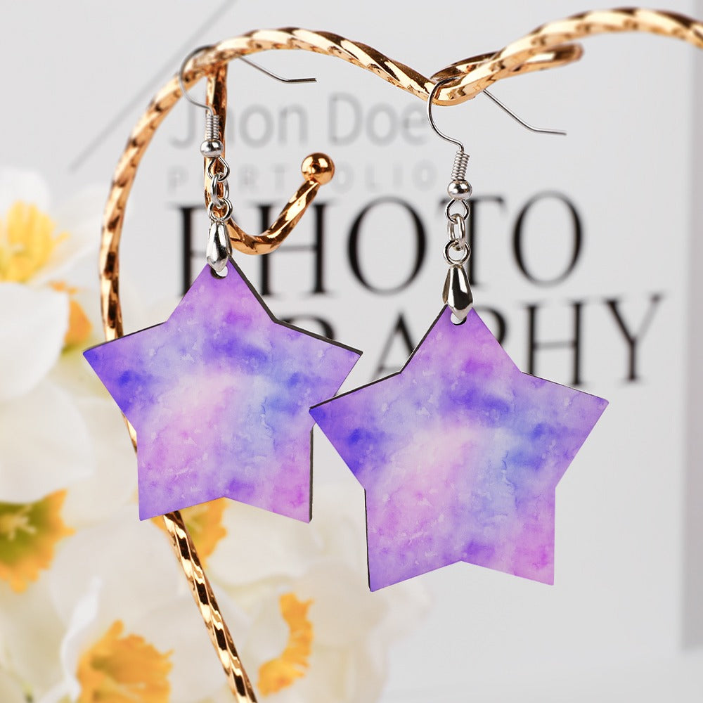 Wooden Tie Dye Earrings