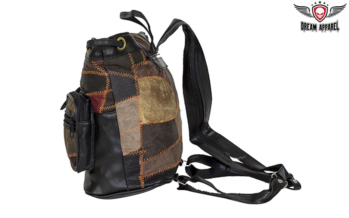 Women's Brown & Beige Patchwork Leather Shoulder Bag