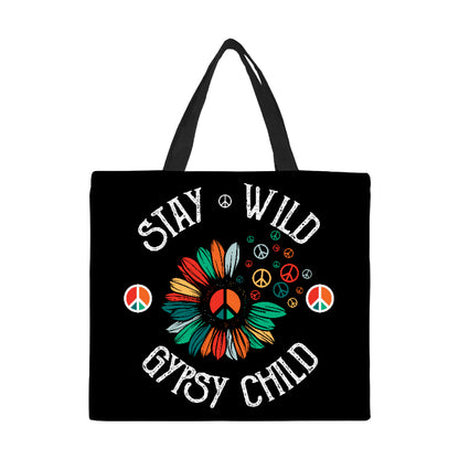 Stay Wild Gypsy Child Canvas Tote Bag Large