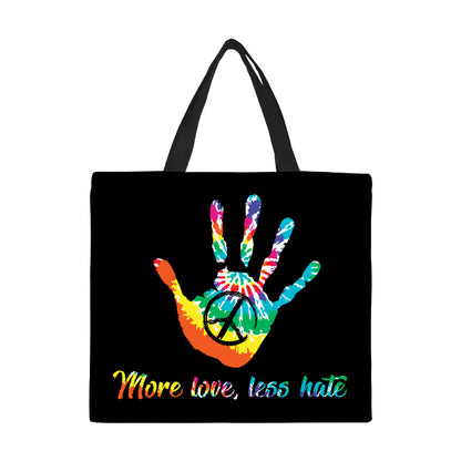 More Love Less Hate Canvas Tote Bag/Large