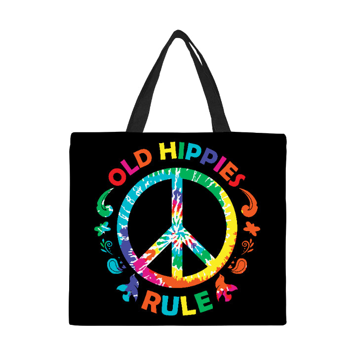 Old Hippies Rule Canvas Tote Bag/Large