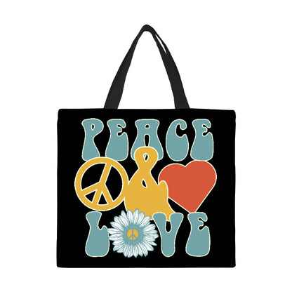 Peace & Love Canvas Tote Bag/Large