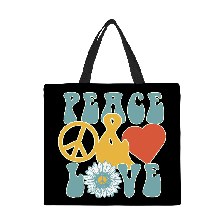 Peace & Love Canvas Tote Bag/Large