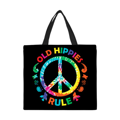 Old Hippies Rule Canvas Tote Bag/Large