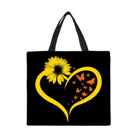 Butterfly Heart Canvas Tote Bag Large
