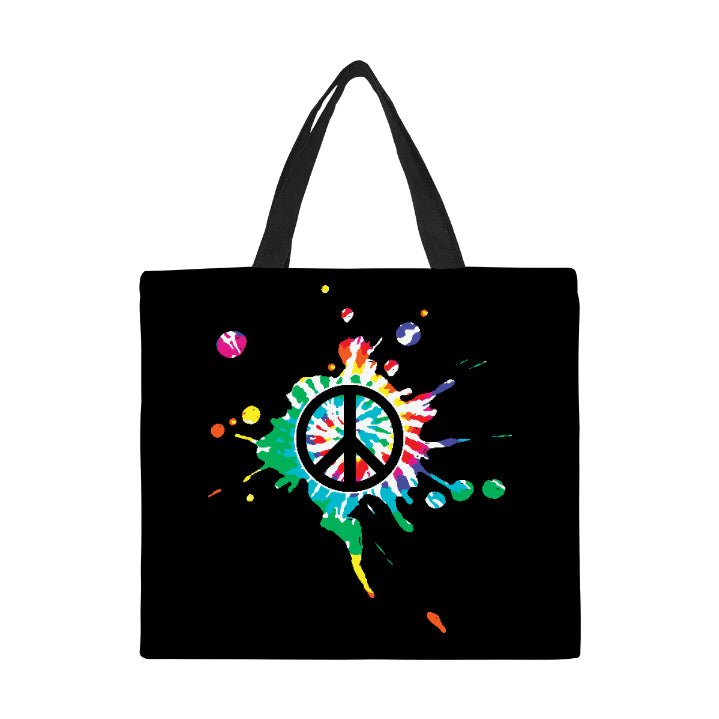 Hippie Peace Sign Canvas Tote Bag Large