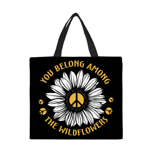 Peace Wildflowers Canvas Tote Bag Large