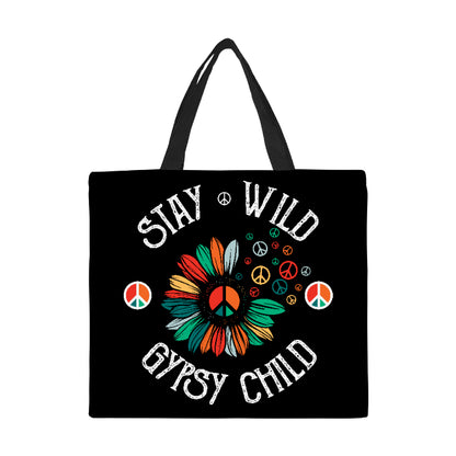 Stay Wild Gypsy Child Canvas Tote Bag Large