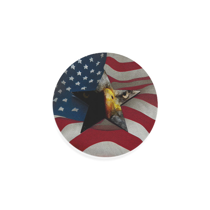 USA Flag with Eagle Round Coaster