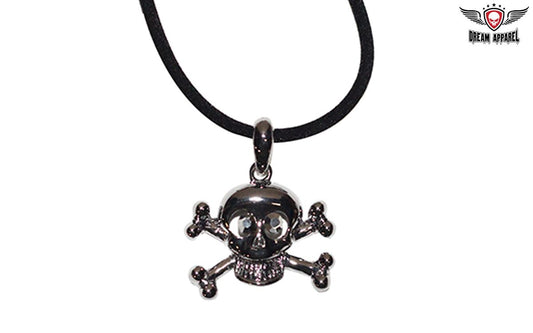 Black Velvet Necklace with Skull & Bones Pendent
