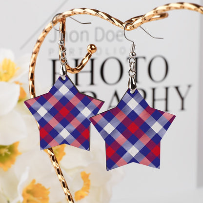 Wooden Plaid Earrings