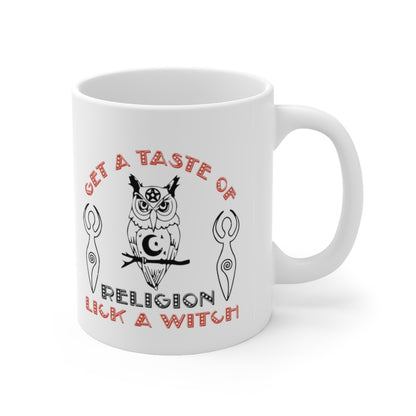 Get a Taste of Religion LICK A WITCH Ceramic Mug 11oz