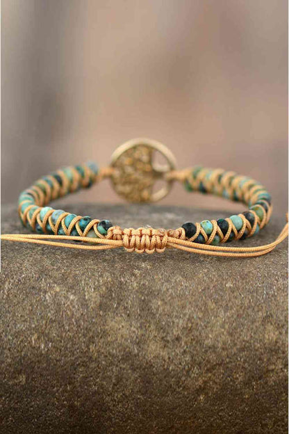 Handmade Tree Shape Beaded Copper Bracelet