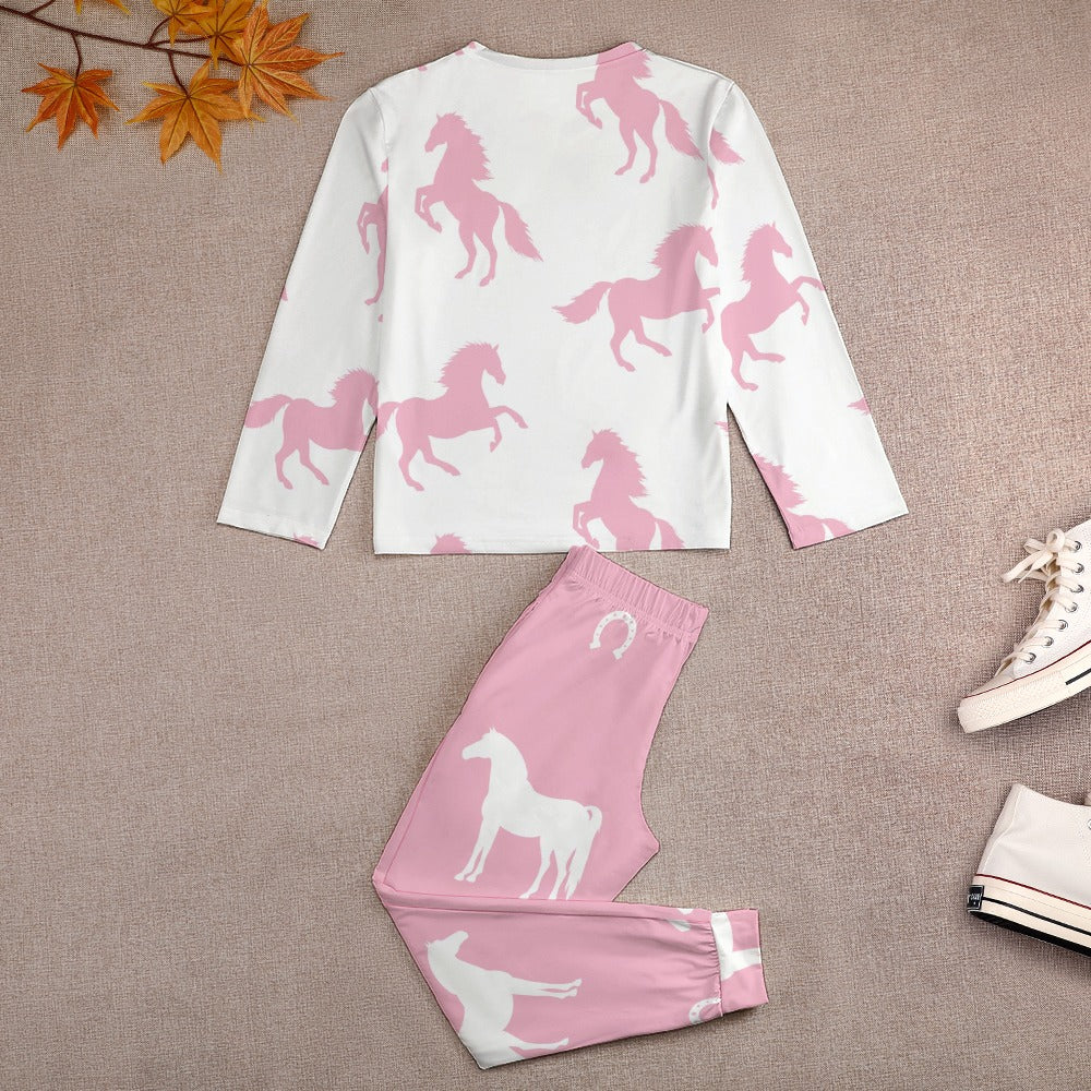 Lt Pink Horses Girl's Pajama Set