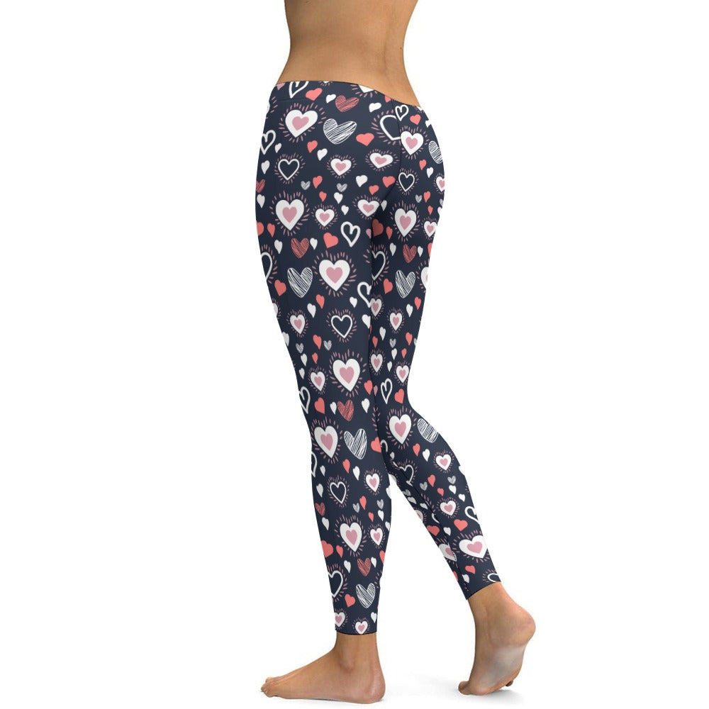 Colorful Hearts Soft Ladies Tight Yoga Pants