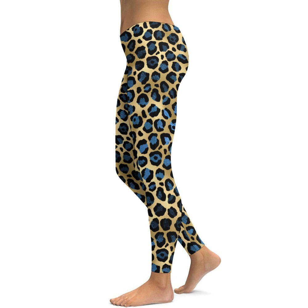 Blue Leopard Soft Ladies Tight Yoga Pants