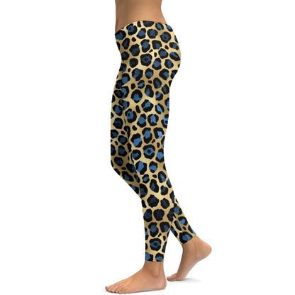 Blue Leopard Soft Ladies Tight Yoga Pants