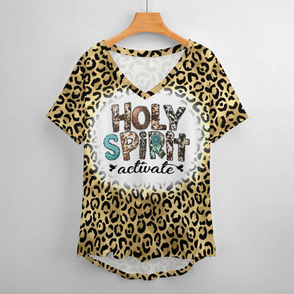 Western Holy Spirit Ladies V-Neck Loose Short Sleeve T-Shirt